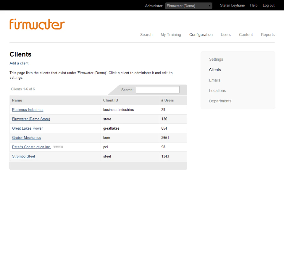 screenshot of Firmwater LMS